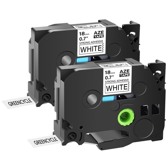 GREENCYCLE 2PK Compatible for Brother Black on White 18mm 8m TZ TZe TZe-S241 TZ-S241 TZe-241 TZ-241 Laminated Extra Strength Label Tape use in PT-P700 PT-P750W PT-D600 PT-D400 Label Maker