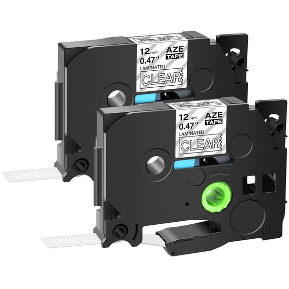 GREENCYCLE 2PK Compatible for Brother P-touch 12mm 8m White on Clear TZ TZe TZe-135 TZ-135 TZe135 TZ135 Laminated Label Tape use in PT-P700 PT-P750W PT-D210 PT-D400 PT-D600 Label Maker