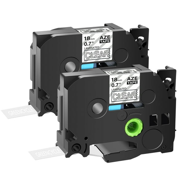 GREENCYCLE 2PK Compatible for Brother P-touch 18mm 8m White on Clear TZ TZe TZe-145 TZ-145 TZe145 TZ145 Laminated Label Tape use in PT-D400 PT-D600 PT-P700 PT-P750W Label Maker