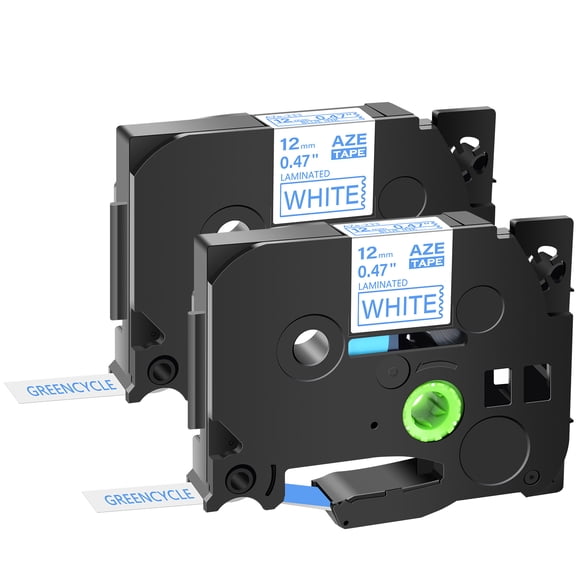 GREENCYCLE 2PK Compatible for Brother P-touch Blue on White 12mm TZ TZe TZe-233 TZ-233 TZe233 TZ233 Laminated Label Tape for PT-P700 PT-P750W PT-D210 PT-D400 PT-D600 Label Maker