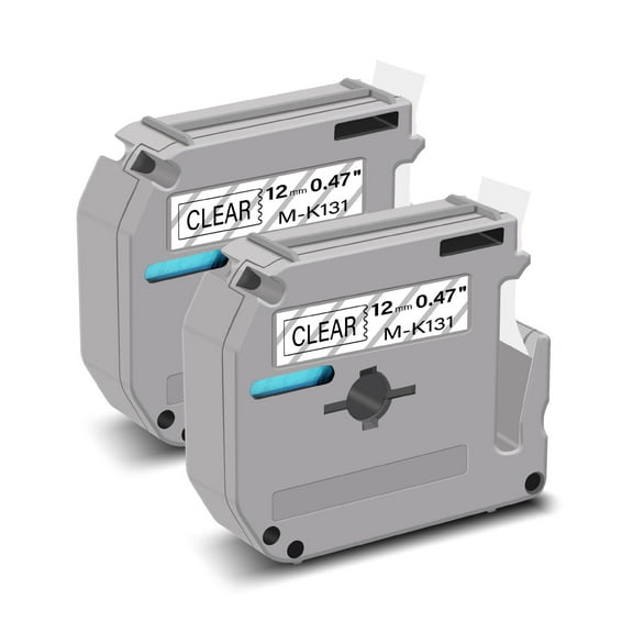 GREENCYCLE 2PK Compatible for Brother P-touch M Tape MK131 M-K131 M131 12mm 0.47" Black on Clear for Brother PT-100 PT-M95 PT-90 PT-70 PT-65 PT-85 Label Maker Refills