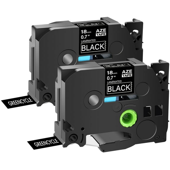 GREENCYCLE 2PK Compatible for Brother P-touch White on Black 18mm 8m TZ TZe TZe-345 TZ-345 TZe345 TZ345 Laminated Label Tape use in PT-P700 PT-750W PT-D600 PT-D400 Label Maker