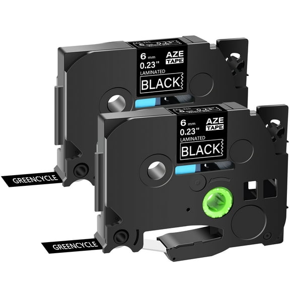 GREENCYCLE 2PK Compatible for Brother P-touch White on Black 6mm 8m TZ TZe TZe-315 TZ-315 TZe315 TZ315 Laminated Label Tape use in PT-D210 PT-H100 PT-P700 PT-750W PT-D600 PT-D400 Label Maker