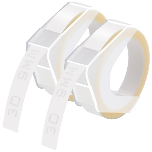 GREENCYCLE 2PK Compatible for Dymo 3D Plastic Embossing Labels 520101 White on Clear Label Tape 9mm 3/8'' x 3m 9.8' Use in Organizer Xpress Pro 12966, Office Mate II 1540, Motex E101 Label Maker