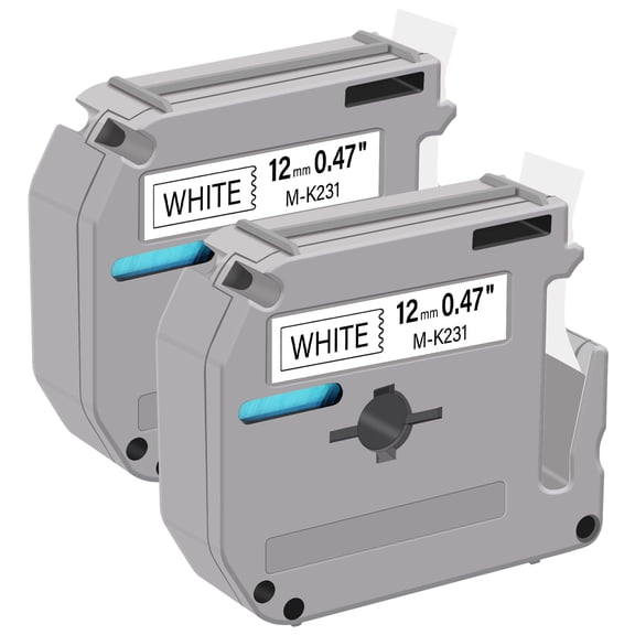 GREENCYCLE 2PK Compatible for Brother P-touch MK231 M-K231 M231 M-K231S 0.47'' 12mm Black on White Label Maker Tape