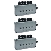 GREENCYCLE 3 Pack 15A 125VAC 5-Gang Power Control Switch Junction Box Weatherproof Outdoor Switched with 5 x Push Switches w/indicators and 6 x 20mm Cable Gland IP66 Rated