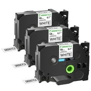 GREENCYCLE 3 Pack Compatible for Brother P touch TZ Tape 18mm Replacement 3/4 Inch TZe-241 TZe Standard Laminated Black on White Work with PTD450 PTD600 PTD400 Label Maker 26.2 Feet8 Meter