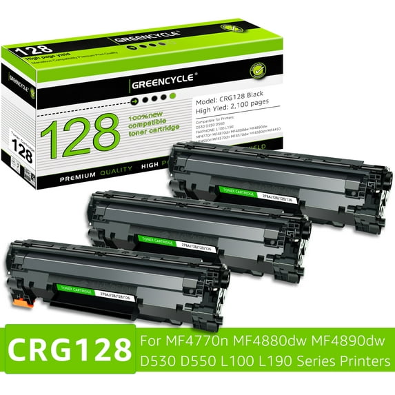 GREENCYCLE 3 Pack Compatible CRG128 Black Toner Cartridge Replacement for Canon 128 C128 High Yield Toner Use with ImageClass D530 D550 MF4400 MF4770n MF4870dn Printer