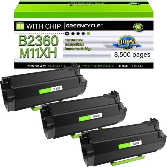 GREENCYCLE 3 Pack Compatible for Dell B2360dn M11XH Black Toner Cartridge Replacement with Dell B2360dn M11XH B2360 B2360d B2360dn B3460dn B3465dn B3465dnf Laser Printer