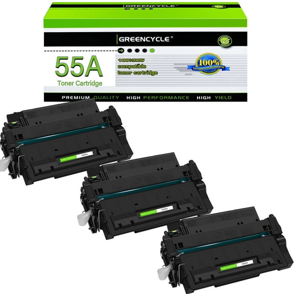 GREENCYCLE 3 Pack Compatible for HP 55A CE255A Black Toner Cartridge Replacement with HP Laserjet P3015 P3015dn P3015x Pro 500 MFP M521dn M521dw M521 M525 Printer