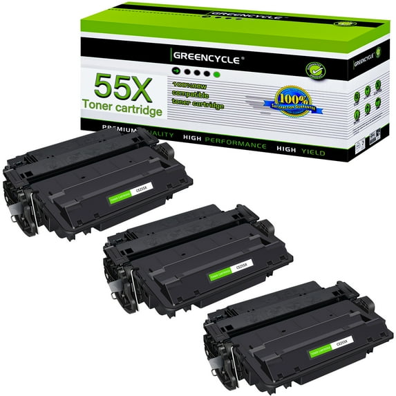 GREENCYCLE 3 Pack Compatible for HP 55X CE255X 55A CE255A Black Toner Cartridge Replacement with HP Laserjet P3015 P3015dn P3015x Pro 500 MFP M521dn M521dw M521 M525 Printer