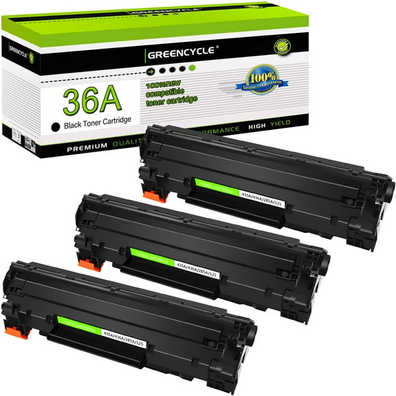 GREENCYCLE 3 Pack Compatible for HP 36A CB436A Black Toner Cartridge Replacement with HP Laserjet M1522n M1522n MFP P1505n M1120 MFP Printer