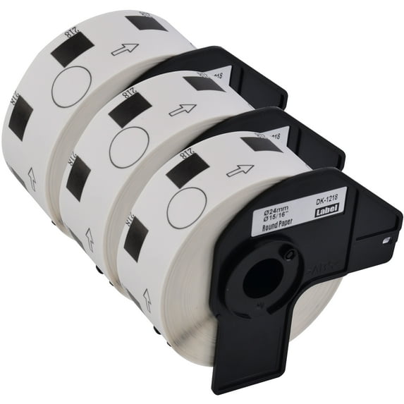 GREENCYCLE 3 Roll (1000 Labels per Roll) Compatible for Brother DK1218 DK-1218 Diameter 1'' 24mm White Round Paper Labels with Cartridge Use in QL-500 QL-550 QL-560 QL-700 QL-800 QL-810W QL-1050