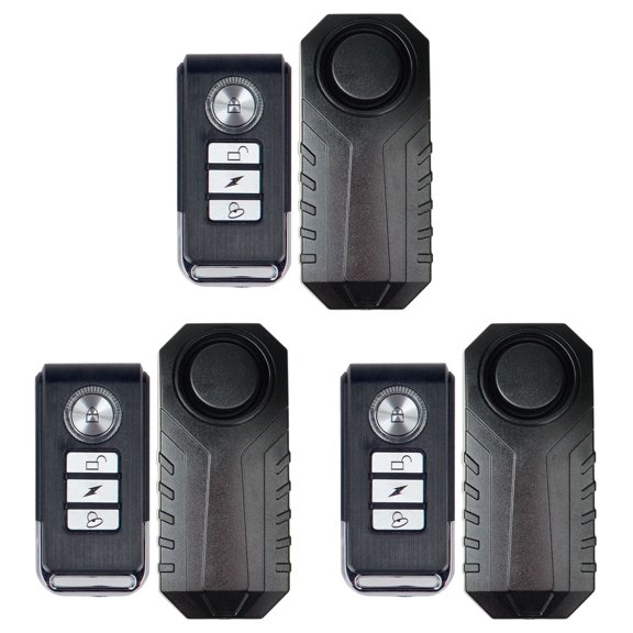 GREENCYCLE 3 Set Wireless Motorcycle Bicycle Bike Anti-Theft Burglar Vibration Security Alarm Waterproof Super Loud 113dB Remote Control Bell