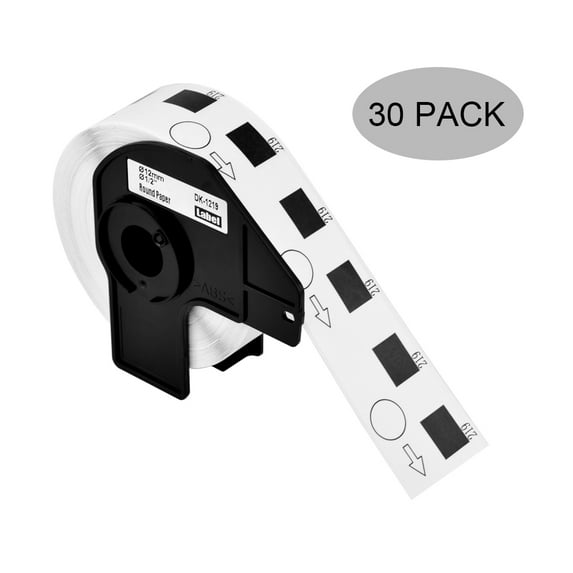 GREENCYCLE 30 Roll (1200 Labels per Roll) Compatible for Brother DK1219 DK-1219 Diameter 1/2'' 12mm White Round Paper Labels with Cartridge Use in QL-500 QL-550 QL-560 QL-700 QL-800 QL-810W QL-1050