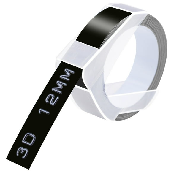 GREENCYCLE 30PK Compatible for Dymo 3D Plastic Embossing Labels 521209 White on Black Label Tape 12mm 1/2'' x 3m 9.8' Use in Organizer Xpress, Office Matte II, Magazine Maker, Motex Label Maker