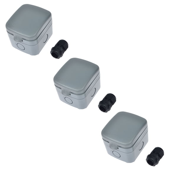 GREENCYCLE 3PC Storm Weatherproof 125VAC 15A Fused Protection Unit Outdoor Use 4-Pole Junction Box with 20mm Cable Gland IP66 Rated