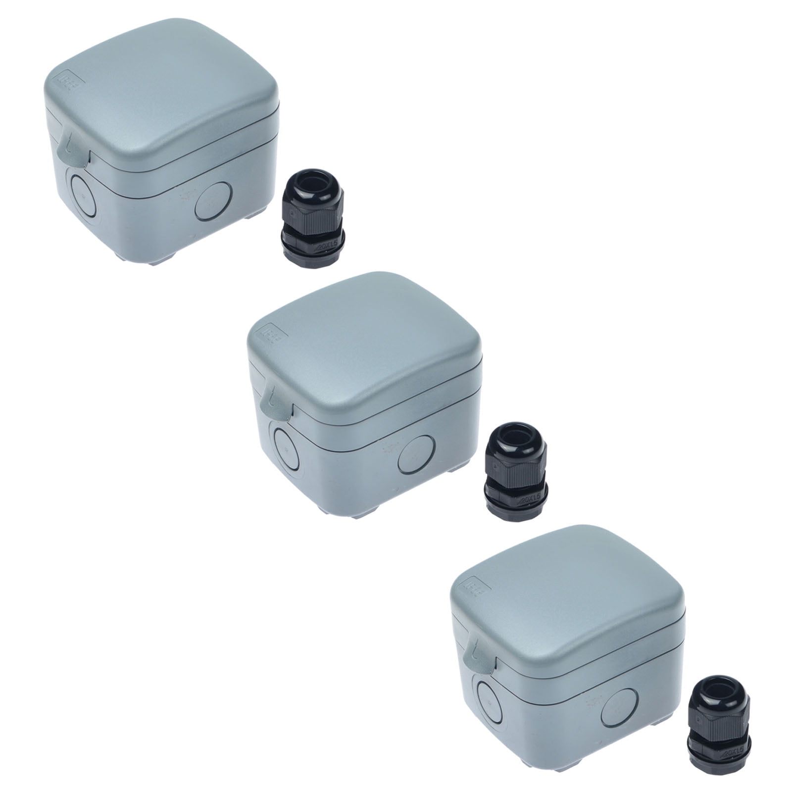 GREENCYCLE 3PC Weatherproof 125VAC 15A 1 Gang Switch Fused Protection Switched Unit Outdoor Use 4-Pole Junction Box with 20mm Cable Gland IP66 Rated