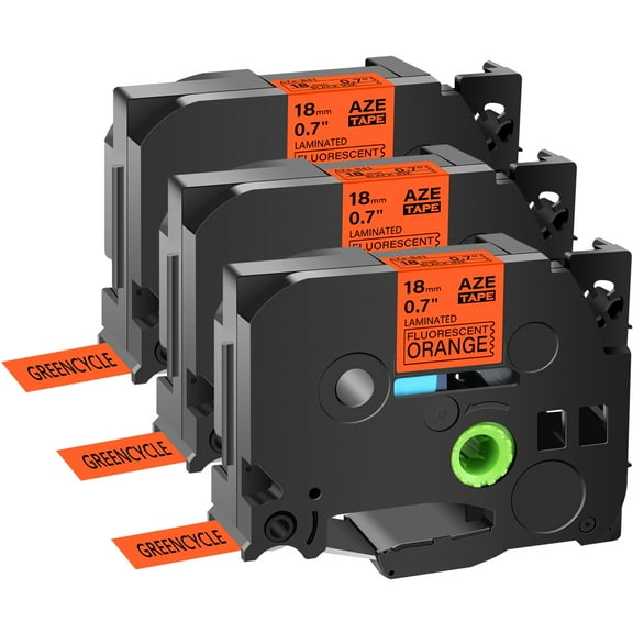 GREENCYCLE 3PK Compatible for Brother Black on Fluorescent Orange 18mm 8m TZ TZe TZe-B41 TZ-B41 TZeB41 TZB41 Laminated Label Tape use in PT-P700 PT-P750W PT-D600 PT-D400 Label Maker