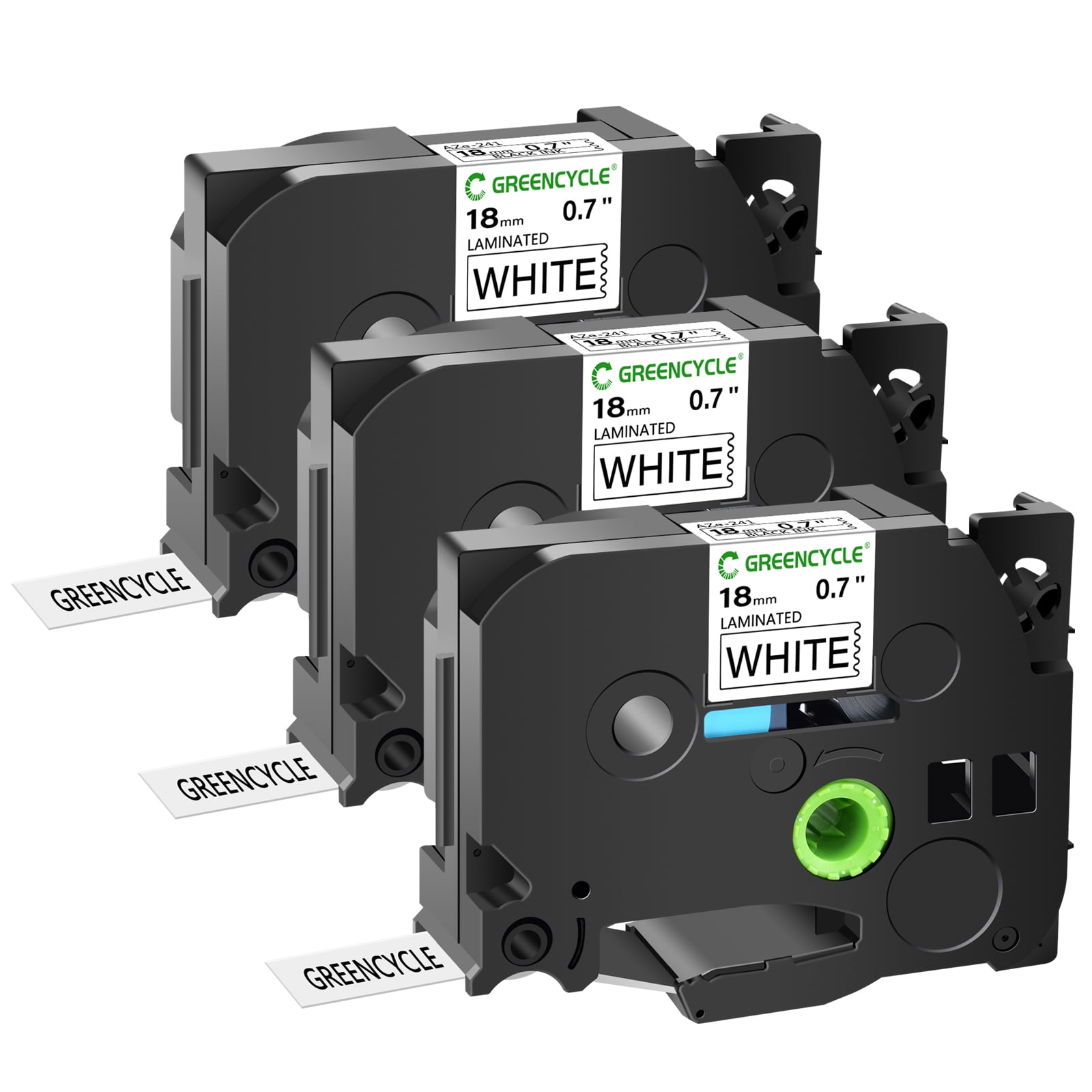 GREENCYCLE 3PK Compatible for Brother Black on White 18mm 8m TZ TZe TZe