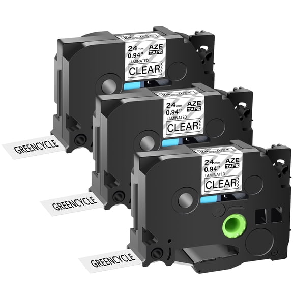 GREENCYCLE 3PK Compatible for Brother P-touch Black on Clear 24mm 8m TZ TZe TZe-151 TZ-151 TZe151 TZ151 Laminated Label Tape use in PT-330 PT-350 PT-520 PT-530 PT-540 PT-550 Label Maker