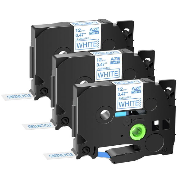 GREENCYCLE 3PK Compatible for Brother P-touch Blue on White 12mm TZ TZe TZe-233 TZ-233 TZe233 TZ233 Laminated Label Tape for PT-P700 PT-P750W PT-D210 PT-D400 PT-D600 Label Maker