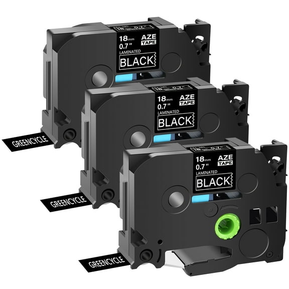 GREENCYCLE 3PK Compatible for Brother P-touch White on Black 18mm 8m TZ TZe TZe-345 TZ-345 TZe345 TZ345 Laminated Label Tape use in PT-P700 PT-750W PT-D600 PT-D400 Label Maker