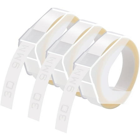 GREENCYCLE 3PK Compatible for Dymo 3D Plastic Embossing Labels 520101 White on Clear Label Tape 9mm 3/8'' x 3m 9.8' Use in Organizer Xpress Pro 12966, Office Mate II 1540, Motex E101 Label Maker