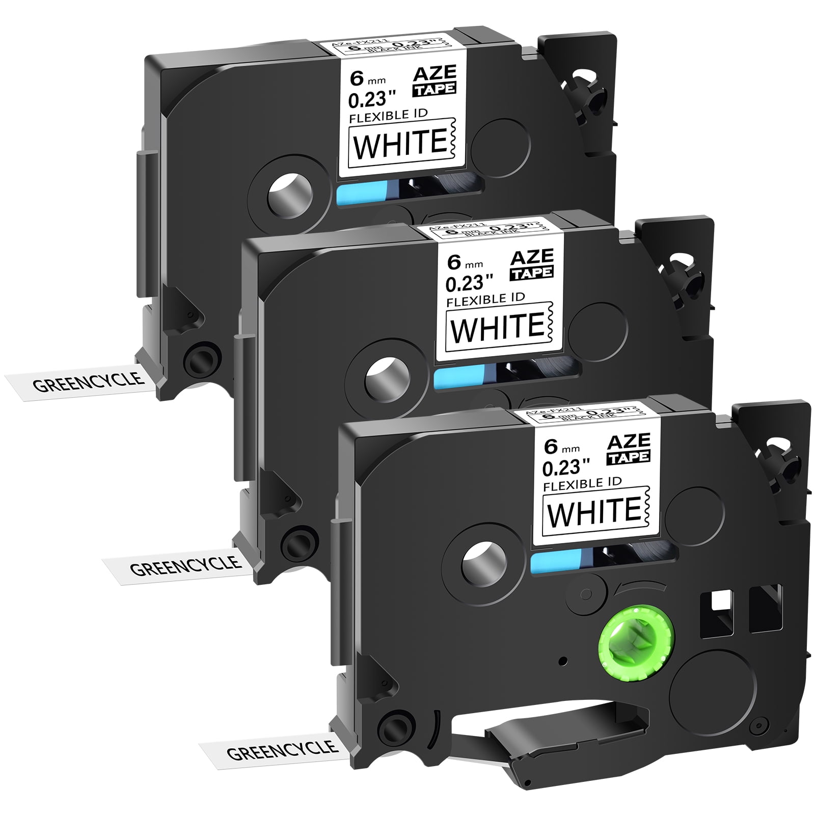 GREENCYCLE 3PK Compatible for Brother P-touch 6mm x 8m Black on White ...