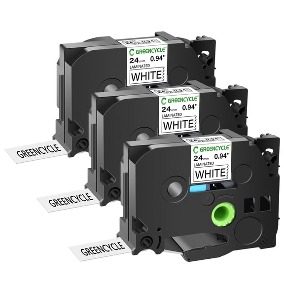 GREENCYCLE 3PK Compatible for Brother P-touch TZe-251 TZe251 TZ-251 TZ251 0.94'' 24mm Black on White Label Maker Tape