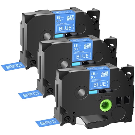 GREENCYCLE 3PK Compatible for Brother P-touch White on Blue 18mm 8m TZ TZE TZe-545 TZ-545 TZe545 TZ545 Laminated Label Tape