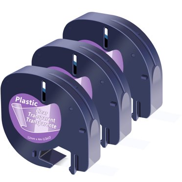 1000 Pack Compatible Dymo LetraTag 16952 12mm Clear Label Tape - Black Print