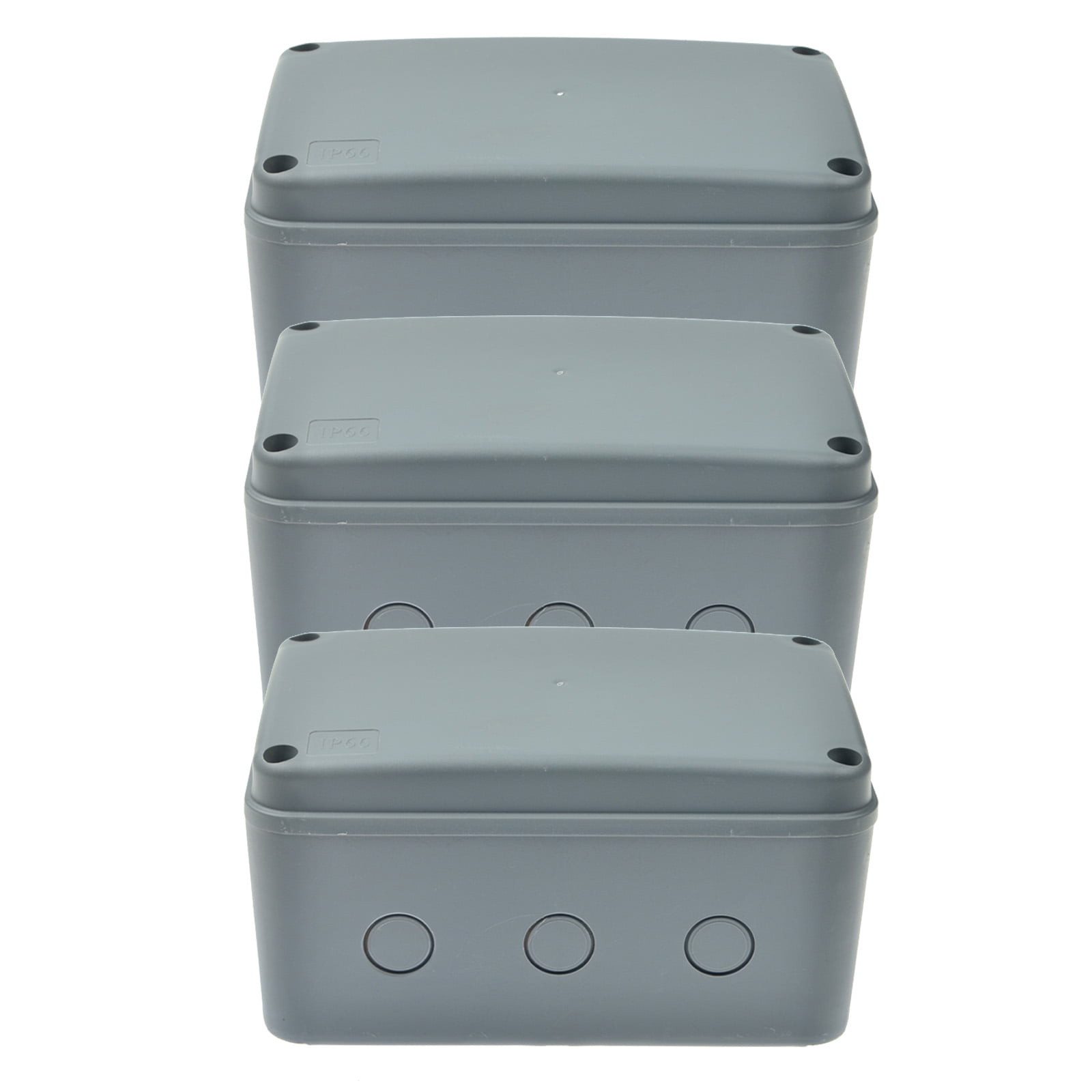 GREENCYCLE 3PK Junction Box ABS Plastic Dustproof Waterproof IP66 External Universal Electrical Project Enclosure Grey 7 1/8” x 4 1/2 ”x 4“ inch（181x111x100 mm） fit 20mm Cable Gland for Outdoor Use