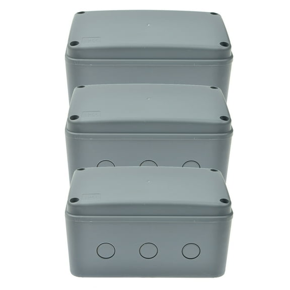 GREENCYCLE 3PK Junction Box ABS Plastic Dustproof Waterproof IP66 External Universal Electrical Project Enclosure Grey 7 1/8 x 4 1/2 x 4 inch181x111x100 mm fit 20mm Cable Gland for Outdoor Use