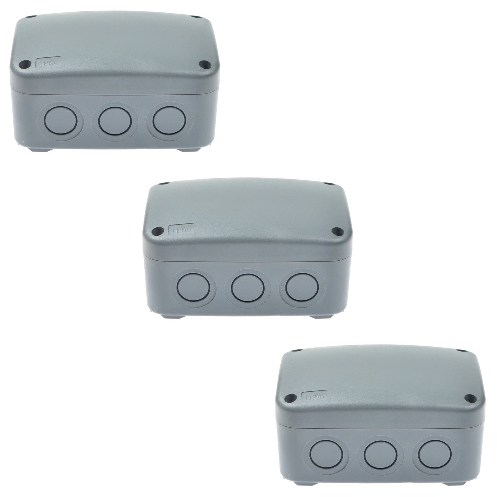 GREENCYCLE 3PK Outdoor Junction Box ABS Plastic Dustproof IP66 Waterproof Universal Electrical Boxes Project Enclosure Grey 4 7/8" 3 1/4" 2 1/4" inch (125x86x62mm) fit 20mm Cable Gland for Outdoor Use