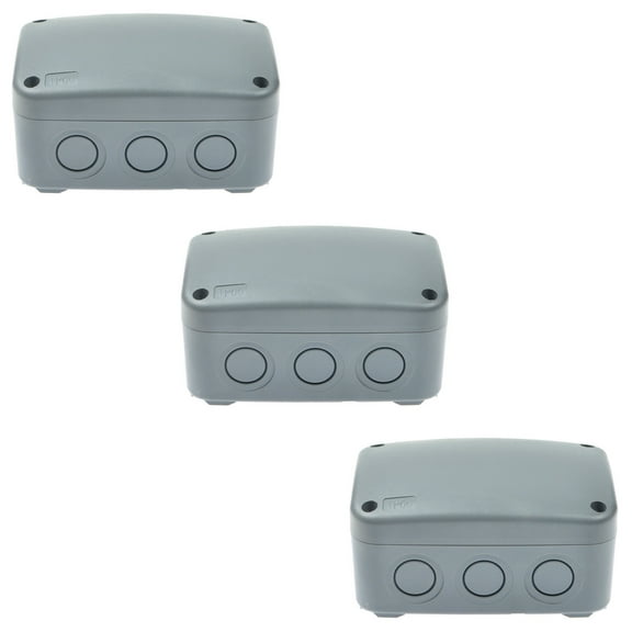 GREENCYCLE 3PK Outdoor Junction Box ABS Plastic Dustproof IP66 Waterproof Universal Electrical Boxes Project Enclosure Grey 4 7/8" 3 1/4" 2 1/4" inch (125x86x62mm) fit 20mm Cable Gland for Outdoor Use