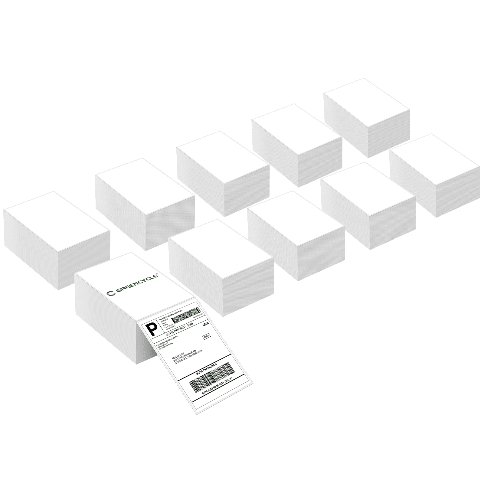 GREENCYCLE 4×6 Direct Thermal Labels White 500pcs Per Stack, 10 Stack Fanfold Perforated Strong Adhesive Mailing Postage Address Shipping Labels
