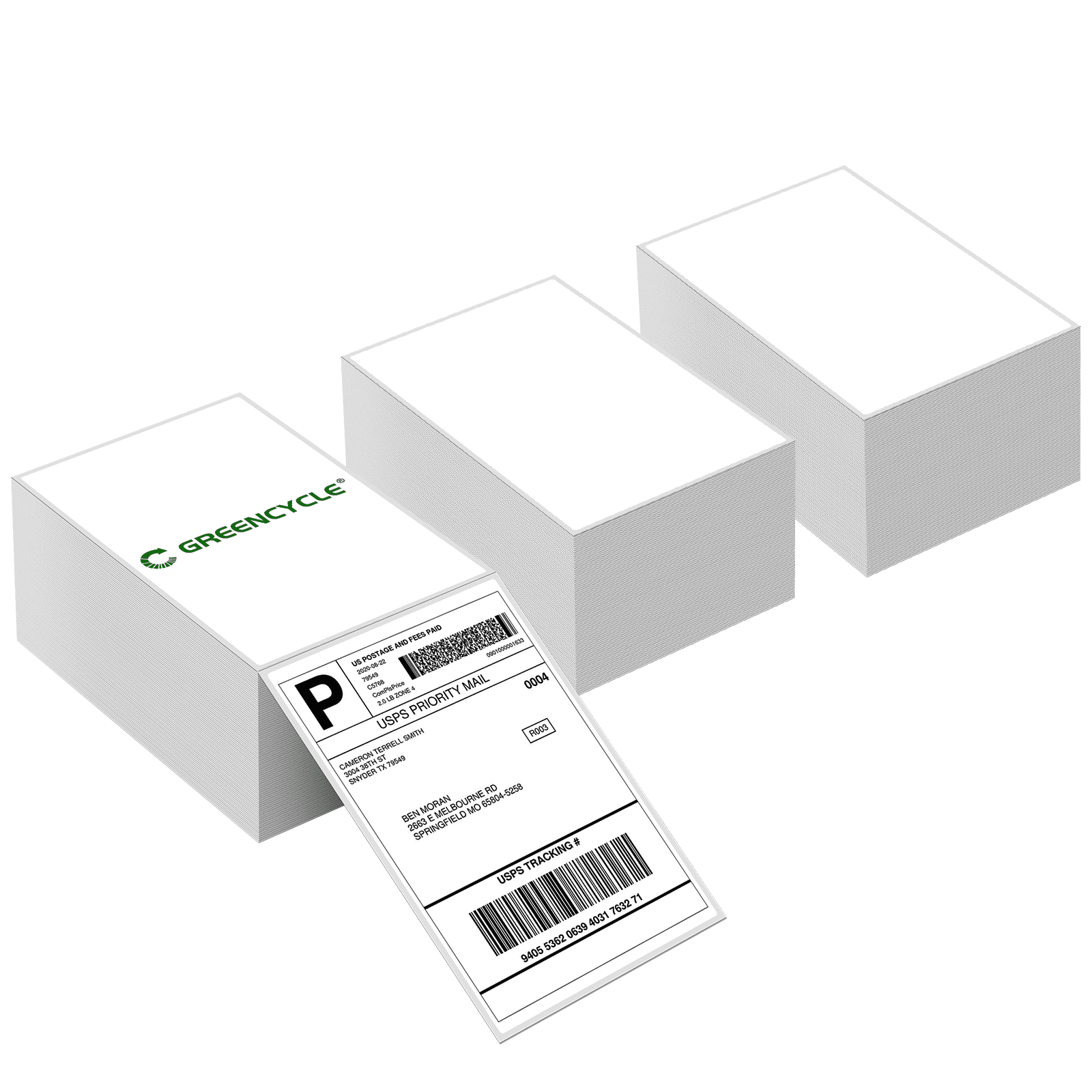 GREENCYCLE 4×6 Direct Thermal Labels White 500pcs Per Stack, 3 Stack Fanfold Perforated Strong Adhesive Mailing Postage Address Shipping Labels