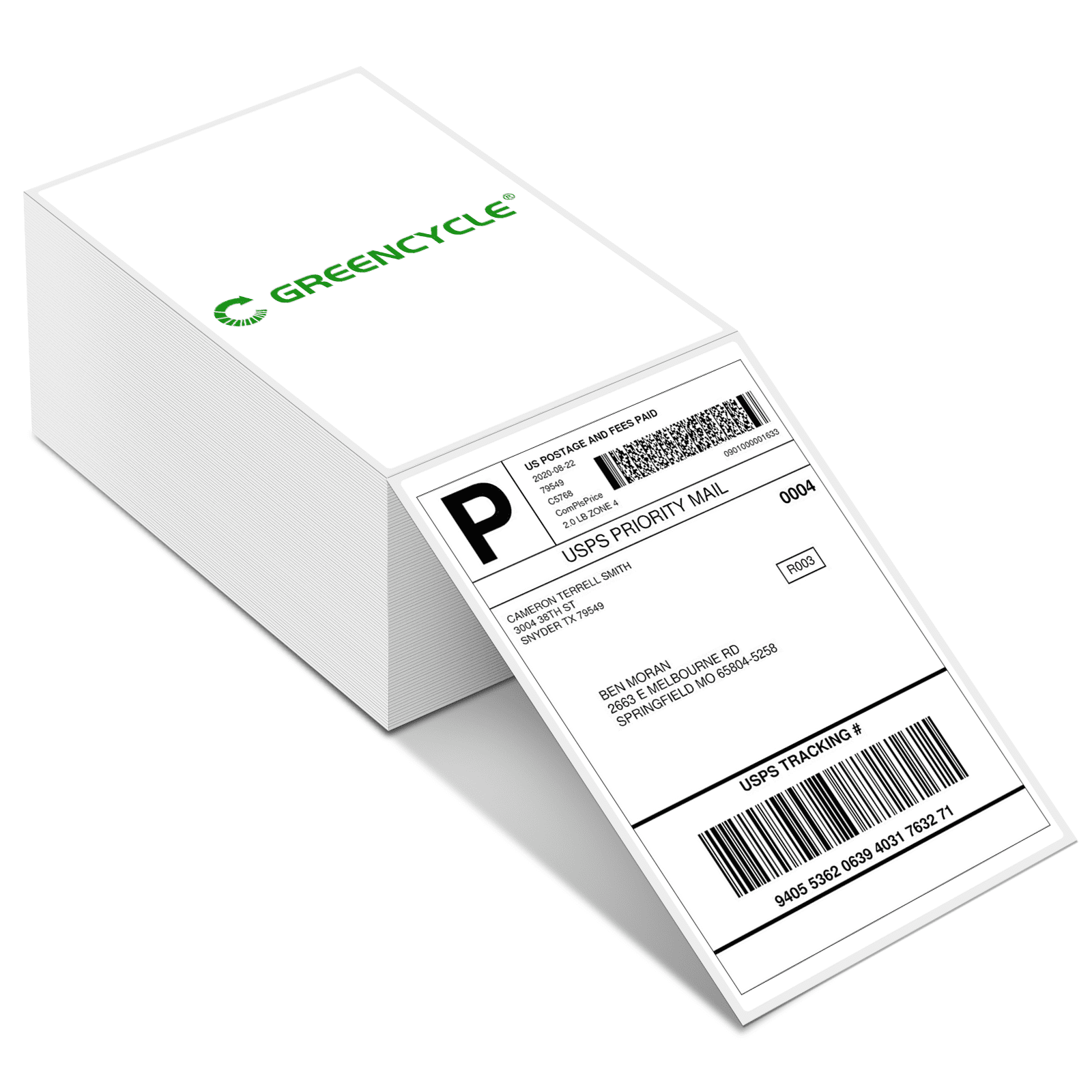GREENCYCLE 4×6 Direct Thermal Labels White 500pcs Per Stack, 30 Stack Fanfold Perforated Strong Adhesive Mailing Postage Address Shipping Labels