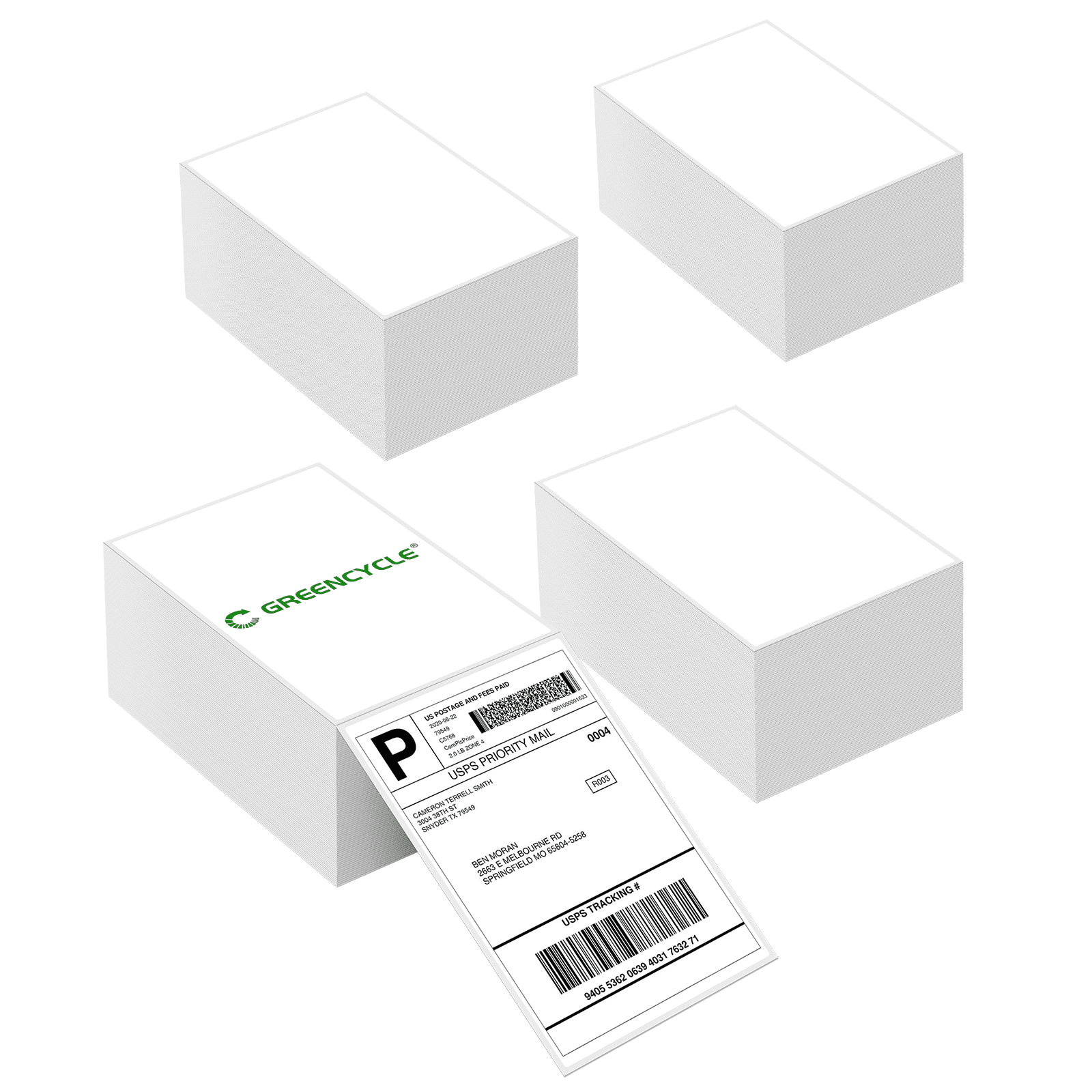 GREENCYCLE 4×6 Direct Thermal Labels White 500pcs Per Stack, 4 Stack Fanfold Perforated Strong Adhesive Mailing Postage Address Shipping Labels