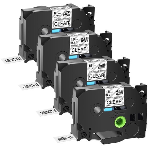 GREENCYCLE 4 Pack Compatible for Brother TZe-S141 TZ-S141 TZ-141 TZe-141 Tape 18mm 0.7'' Laminated Black on Clear Extra Strength Label Tapes use in P-Touch PT-D400 D600 P900W Label Maker 26.2ft 8m