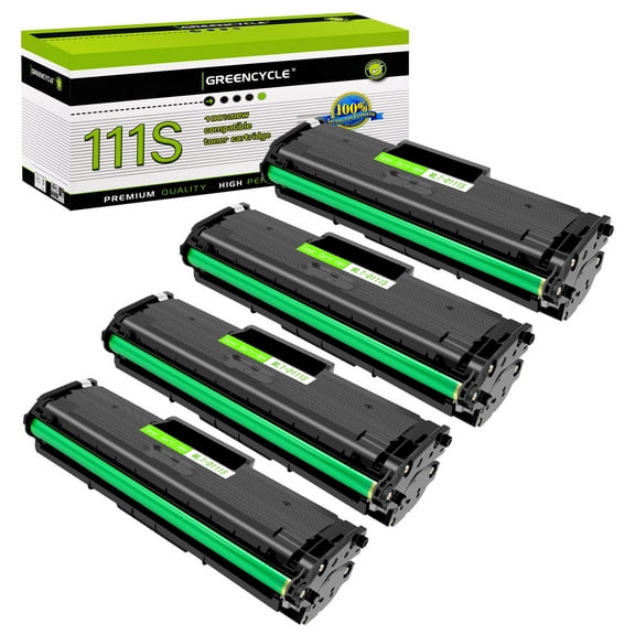 GREENCYCLE 4 Pack Compatible for Samsung MLT-D111S 111S Black Toner Cartridge Replacement with Xpress SL-M2020W Xpress SL-M2070W Xpress SL-M2070FW Printer