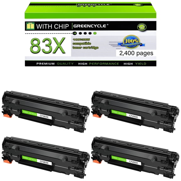 GREENCYCLE 4 Pack Compatible for 83X CF283X Black Toner Cartridge Replacement with Laserjet Pro MFP M201dw M201n M225dn M225dw M225rdn Printer