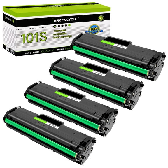 GREENCYCLE 4 Pack Compatible for Samsung MLT-D101S 101S Black Toner Cartridge Replacement with ML-2165 ML-2165W SCX-3400 SCX-3405W SCX-3405FW Printer