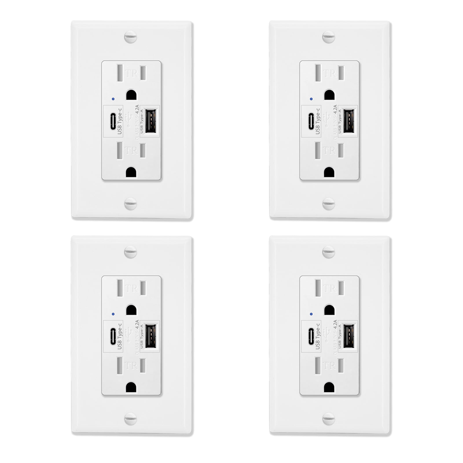 GREENCYCLE 4 Pack High Speed 4.2A USB Type C/A Dual USB Charging Ports ...