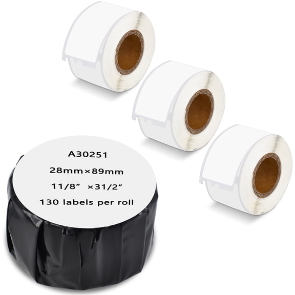 GREENCYCLE (4 Roll/ 130 Labels per Roll) Compatible for Dymo 30251 1-1/8" x 3-1/2" Die-Cut White Address Shipping Paper Label