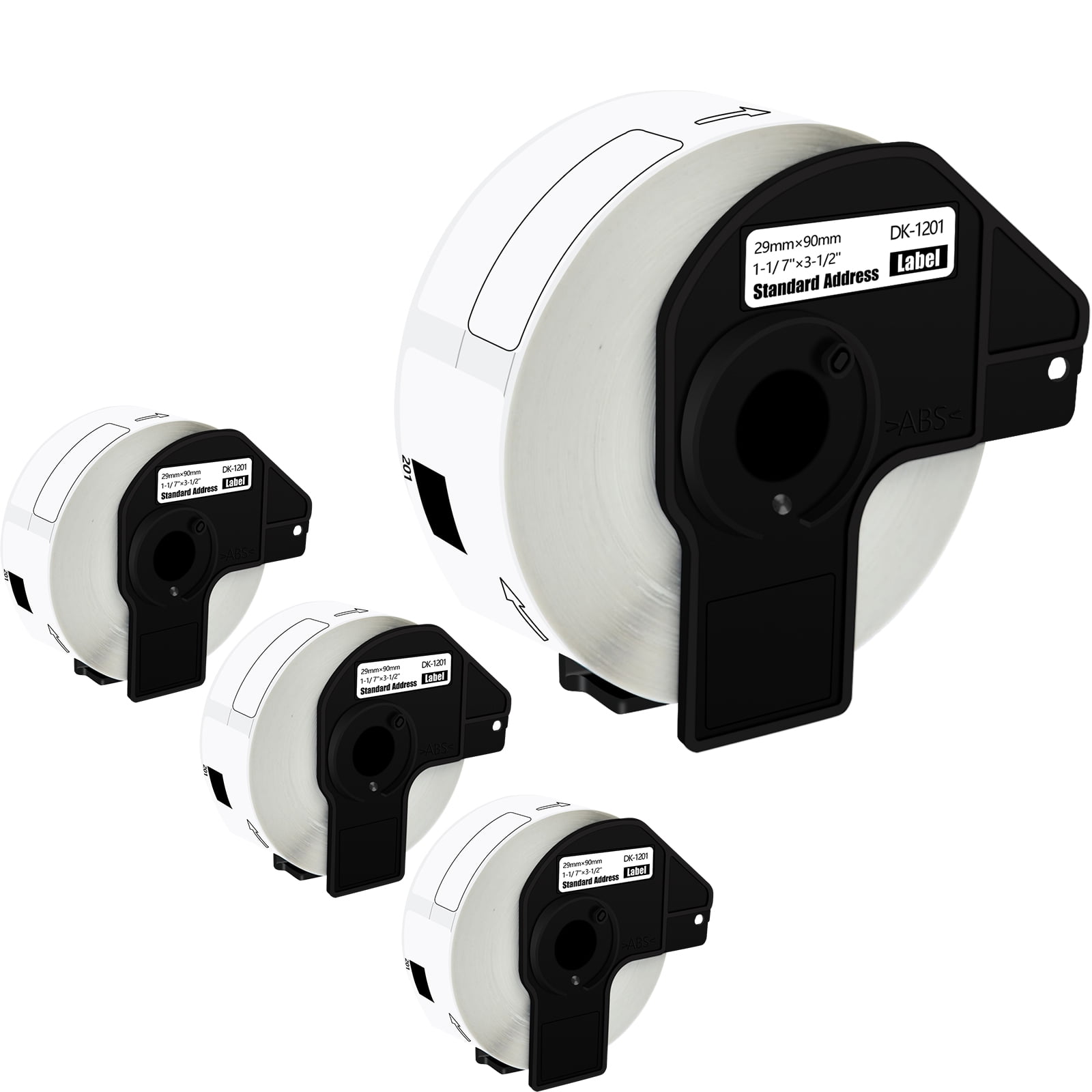 GREENCYCLE 4 Roll 29mm(1-1/7")x 90mm(3-1/2") Standard Address White Label Tape Compatible for Brother DK1201 DK-1201 with Cartridge Used in QL-500 QL-550 QL-570 QL-700 QL-800 Label Printer