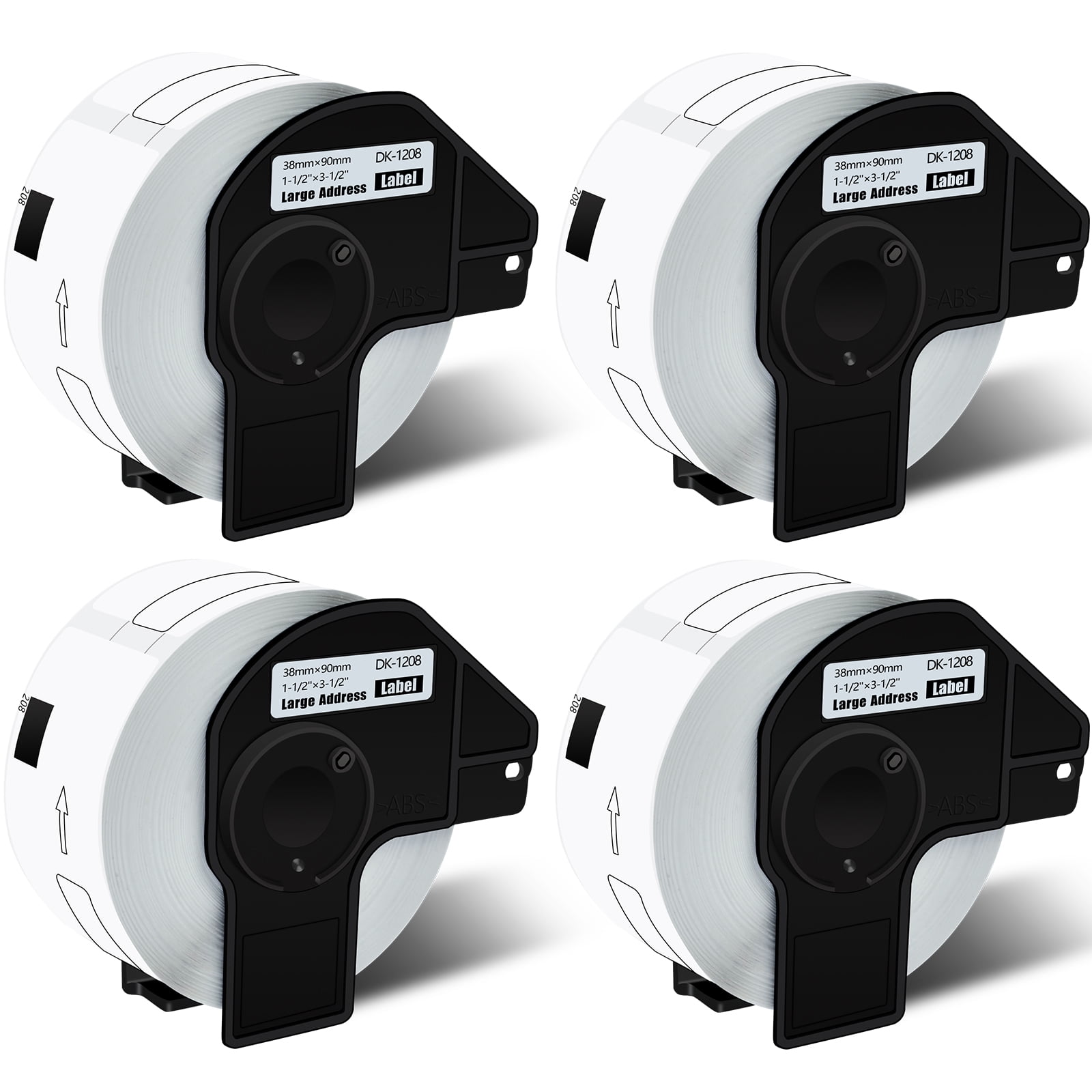 GREENCYCLE 4 Roll 38mm(1-1/2")x 90mm(3-1/2") Large Address Label Tape Compatible for Brother DK1208 DK-1208 with Cartridge Used in QL-500 QL-550 QL-570 QL-700 QL-800 Printer