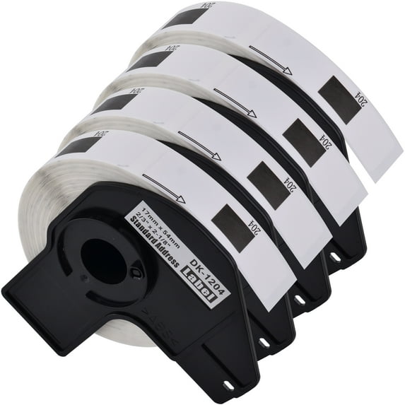 GREENCYCLE 4 Roll Compatible for Brother DK-1204 DK1204 Shipping Address Multipurpose Labels 2/3" x 2-1/8" (17mm x 54mm) QL-1050 QL-1060N QL-1100 QL-1110NWB,with Cartridge Frame, 400 Labels/Roll
