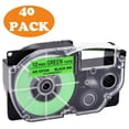 thumbnail image 1 of GREENCYCLE 40 Pack Compatible for Casio XR-12FGN XR12FGN Black on Fluorescent Green Label Tape for KL-120 KL-60 KL-100 KL750 KL780 KL2000 KL7000 KL7200 KLP1000 Label Maker 12mm 1/2'' x 5.5m 18 Feet, 1 of 1